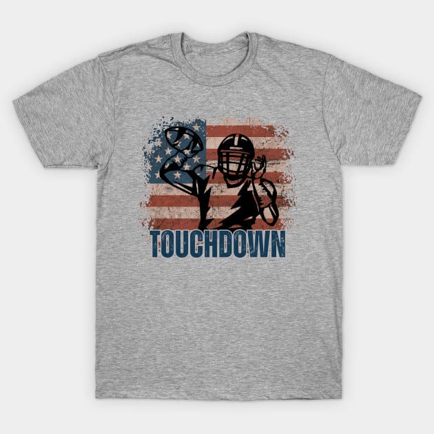 Touchdown Football American Flag T-Shirt by Illustradise